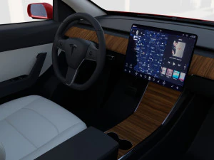 tesla model y awd red with interior and chassis 3D Model
