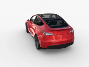 tesla model y awd red with interior and chassis 3D Model