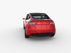 tesla model y awd red with interior and chassis Modello 3D