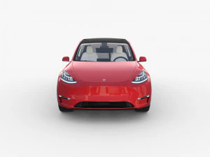 tesla model y awd red with interior and chassis 3D Model