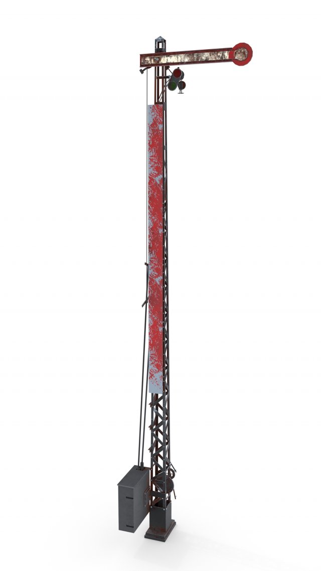railway semaphore 2 weathered 3D Model .c4d .max .obj .3ds .fbx .stl .blend 