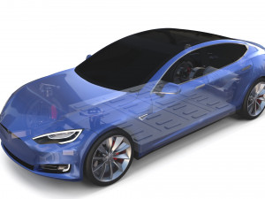 tesla model s 2016 blue with chassis 3D Model