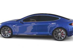 tesla model s 2016 blue with chassis 3D Model