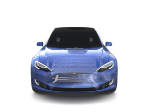 tesla model s 2016 blue with chassis Model 3D