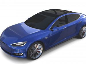 tesla model s 2016 blue with chassis Model 3D