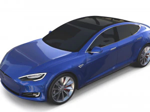 tesla model s 2016 blue with chassis 3D Model
