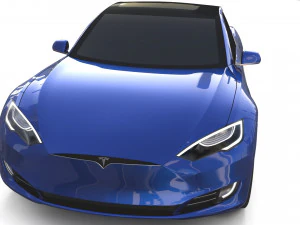 tesla model s 2016 blue with chassis 3D Model