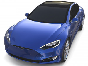 tesla model s 2016 blue with chassis Model 3D