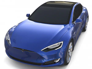tesla model s 2016 blue with chassis 3D Model