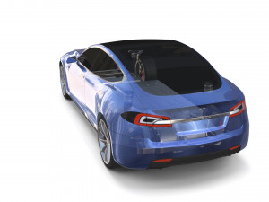 tesla model s 2016 blue with chassis Model 3D