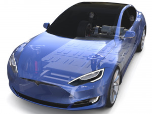 tesla model s 2016 blue with chassis Model 3D