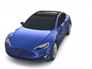 tesla model s 2016 blue with chassis Model 3D