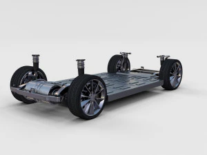tesla model s 2016 blue with chassis 3D Model