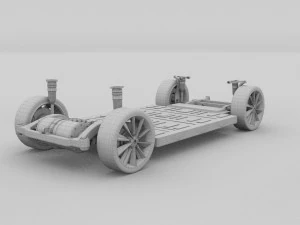 tesla model s 2016 blue with chassis 3D Model