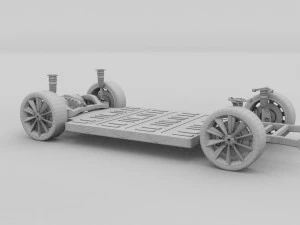 tesla model s 2016 blue with chassis 3D Model