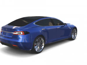 tesla model s 2016 blue with chassis 3D Model