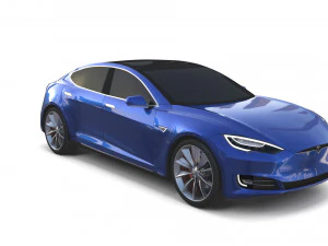 tesla model s 2016 blue with chassis 3D Model