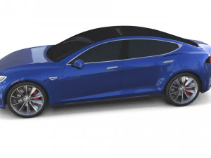 tesla model s 2016 blue with chassis 3D Model