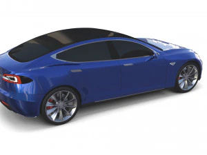 tesla model s 2016 blue with chassis 3D Model