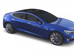 tesla model s 2016 blue with chassis 3D Model