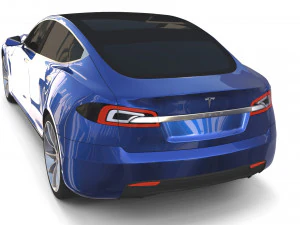 tesla model s 2016 blue with chassis 3D Model