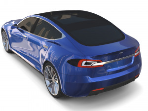 tesla model s 2016 blue with chassis Model 3D