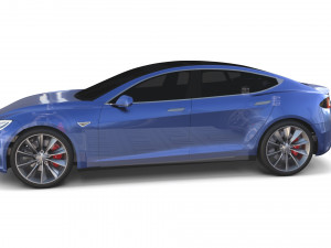 tesla model s 2016 blue with chassis Model 3D