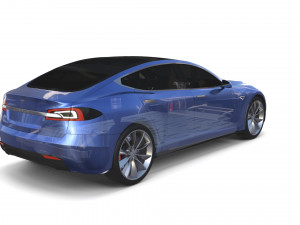 tesla model s 2016 blue with chassis Model 3D