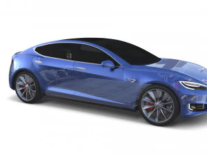 tesla model s 2016 blue with chassis 3D Model
