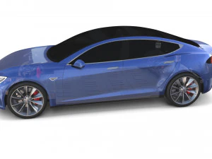 tesla model s 2016 blue with chassis 3D Model