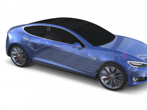 tesla model s 2016 blue with chassis Model 3D