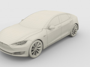 tesla model s 2016 blue with chassis Model 3D