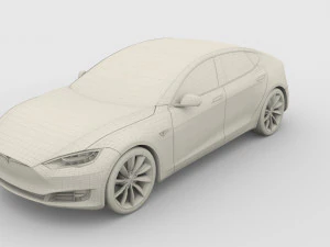 tesla model s 2016 blue with chassis 3D Model