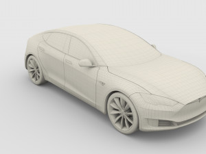 tesla model s 2016 blue with chassis Model 3D