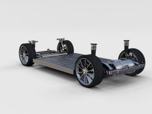 tesla model s 2016 blue with chassis 3D Model