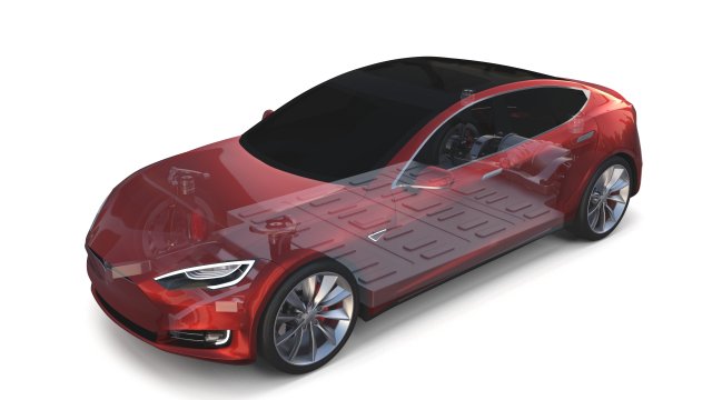 tesla model s 2016 red with chassis 3D 모델 .c4d .max .obj .3ds .fbx .stl .blend 