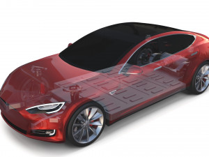 tesla model s 2016 red with chassis 3D Model
