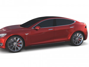 tesla model s 2016 red with chassis 3D 모델