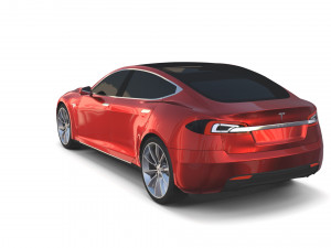 tesla model s 2016 red with chassis 3D 모델