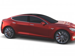 tesla model s 2016 red with chassis 3D 모델