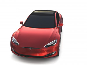tesla model s 2016 red with chassis 3D 모델