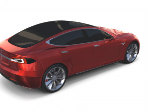 tesla model s 2016 red with chassis 3D 모델