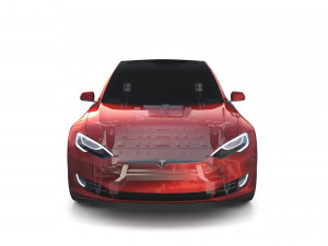 tesla model s 2016 red with chassis 3D 모델