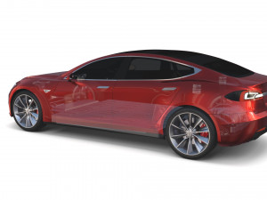 tesla model s 2016 red with chassis 3D 모델