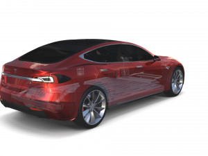 tesla model s 2016 red with chassis 3D 모델