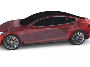 tesla model s 2016 red with chassis 3D 모델