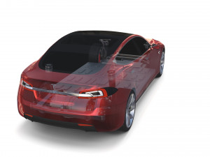 tesla model s 2016 red with chassis 3D 모델