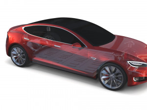 tesla model s 2016 red with chassis 3D 모델