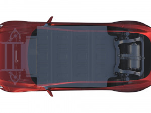 tesla model s 2016 red with chassis 3D 모델