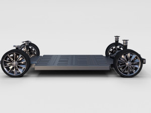 tesla model s 2016 red with chassis 3D 모델